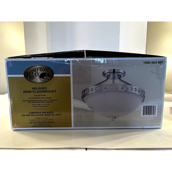 Ceiling Light Hampton Bay Wilikies Semi Flushmount Glass Shade - Picture 2 of 7